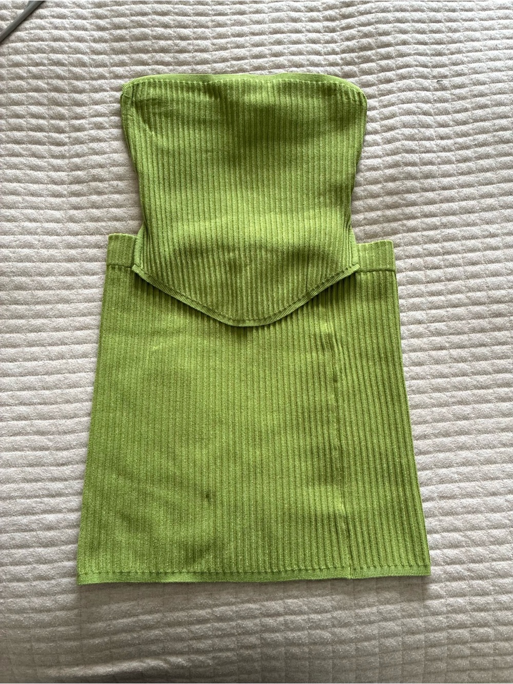 White Fox Boutique Lime Green Ribbed Strapless Skirt Set Hilary Duff Concert
